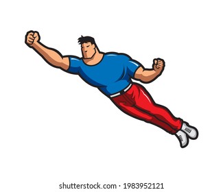 muscle man flying logo style2
