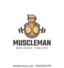 muscle man gym logo vector