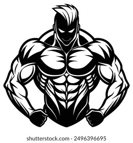 Muscle man Icon Logo Vektor Design herunterladen.