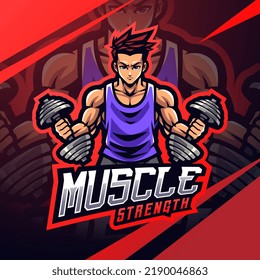 Muscle Man Mascot Logo Design Stock Vector (Royalty Free) 2190046863 ...