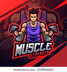 Muscle man mascot logo design