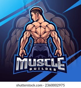 Muscle man mascot logo design