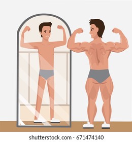 Muscle man on mirror