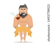 Muscle man  with a pipe vector