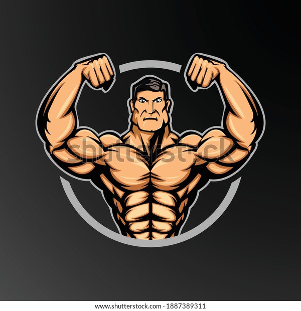 Muscle Man Pose Mascot Graphic Stock Vector (Royalty Free) 1887389311 ...