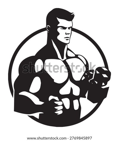 Muscle Mastery Dumbbell Man Logo Dumbbell Domination Vector Art Illustrations