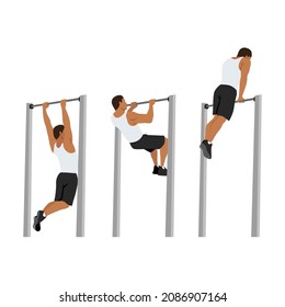 Muscle up on bar calisthenics movement : Layered Vector Illustration - Easy to Edit