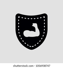 Muscle on shield icon