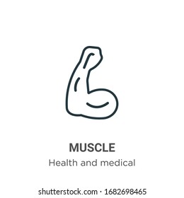 Muscle outline vector icon. Thin line black muscle icon, flat vector simple element illustration from editable health concept isolated stroke on white background