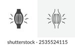 Muscle pain icon in black filled and thin line stroke.