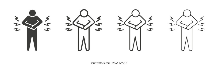 Muscle pain icon flat and linear vector illustration on white background.