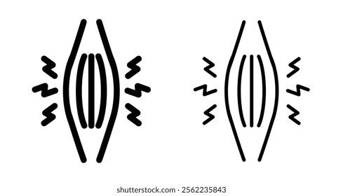 Muscle pain Icons pack in outlined and flat versions
