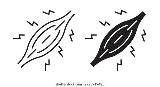 Iconos de dolor muscular. Icono lineal de Vector aislado sobre fondo blanco.