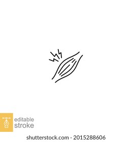 Muscle Pain Thin Line Icon. Muscular Pain, Rheumatism Anatomy Symbol. Body Ache Healthcare And Medical Problem. Editable Stroke. Vector Illustration. Design On White Background. EPS 10