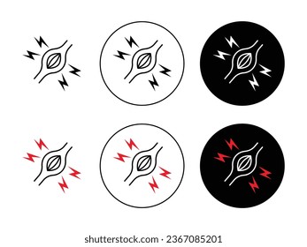 Muscle Pain vector icon set in black color. Suitable for apps and website UI designs