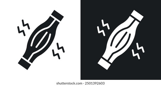 Muscle pain vector icon set in black color.