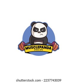Muscle panda gym and spa vector logo design.