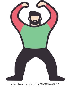 Muscle Pose Man in Colorful Shirt