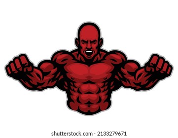 Muscle Posing Bodybuilder Athlete Mascot