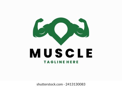 muscle position logo with hand muscle and pin location combination concept