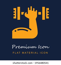 Muscle premium material ui ux isolated vector icon in navy blue and orange colors