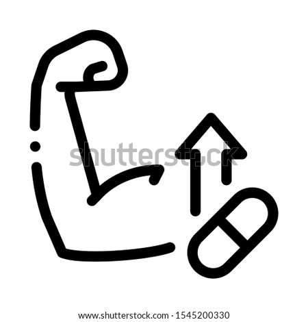Muscle Pumping with Pills Supplements Icon Vector Thin Line. Contour Illustration