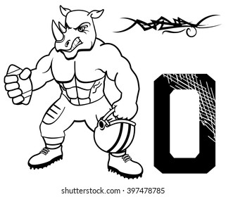muscle rhino with american football uniform in vector format 