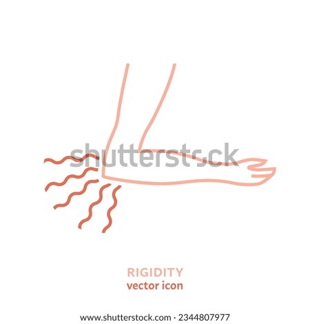 Muscle rigidity stiffness linear icon, pictogram, symbol. Difficulty movement. No relax. Medical sign in outline style. Editable vector illustration in pink colors isolated on a white background.