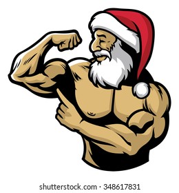 Muscle Santa Claus Show His Body