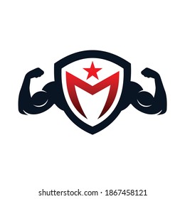 Muscle Shield Letter M Logo