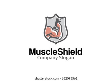 Muscle Shield Logo Design Illustration
