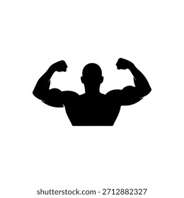 Muskel Silhouette Vektor flaches Design auf weißem Hintergrund.