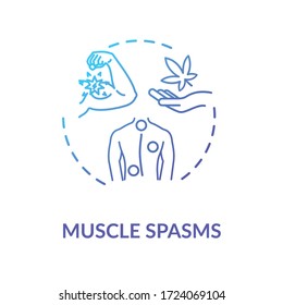 Muscle Spasms Concept Icon. Medical Marijuana, Good MMJ Side Effect Idea Thin Line Illustration. Body Cramps, Pain Treatment With Cabbanis. Vector Isolated Outline RGB Color Drawing