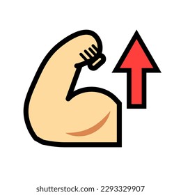 Muscle strength icon. Muscle hypertrophy. Strength training. Vector.