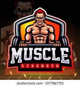 Muscle strength mascot. esport logo design