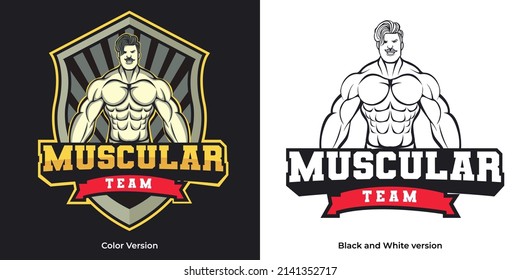 Muscle strength mascot. esport logo design