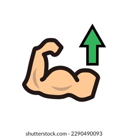 Muscle strengthening icon. Muscle strength increases. vector.