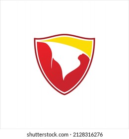 muscle strong logo formed shield vector design template