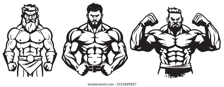 Muscle strong man vector illustration silhouette