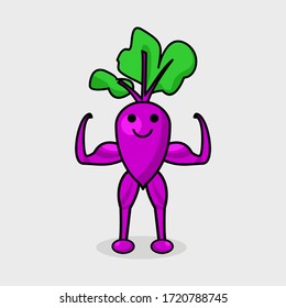 Vector muscular de batata. Las papas dulces están sanas y en forma. Verduras frescas