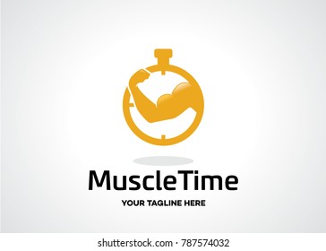 Muscle Time Logo Template Design Vector, Emblem, Design Concept, Creative Symbol, Icon