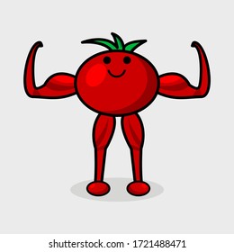 Muscle tomato vector. Tomatoes are healthy and fit. Fresh Vegetables