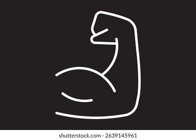 Muscle vector icon. Arm muscle line icon, strength vector symbol.  