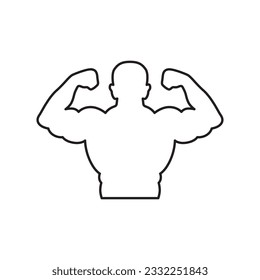 Icono de vector muscular. Diseño de señas planas para el constructor de bodybuilder. Pictograma del símbolo Biceps. icono de interfaz de usuario de UX
