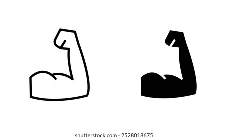 Muscle vector icon set in black and white color.