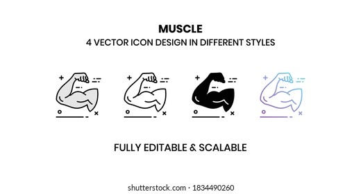 Muscle Vector illustration icons in different style
