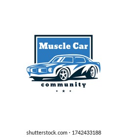 Muscle vintage car vector design inspiration. Auto car logo design template. Classic vehicle symbol logotype. A classic car symbol silhouette. Classic car simple line art logo.