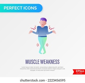 Muscle weakness gradient flat icon. Man can´t control his body. Long covid syndrome. Atrophy. Vector illustratiion.