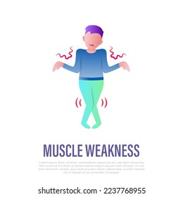 Muscle weakness gradient flat icon. Man can´t control his body. Long covid syndrome. Atrophy. Vector illustratiion.