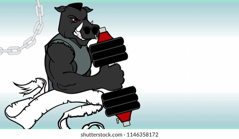 muscle wild pig cartoon fitness weight training gym in vector format 